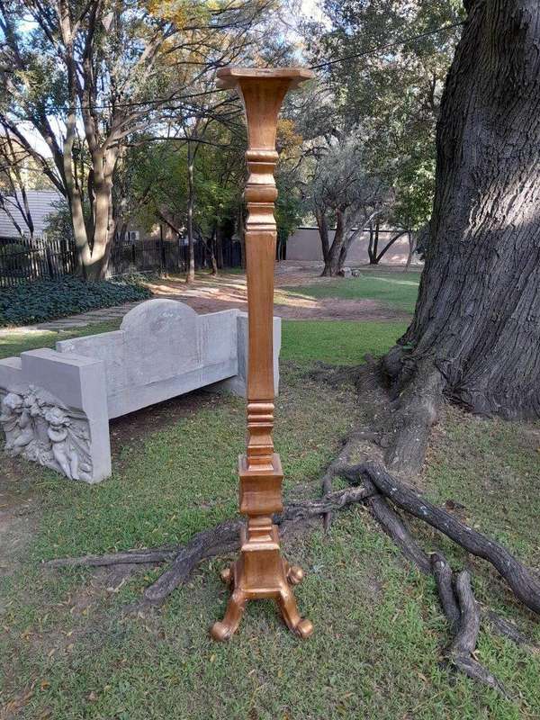 A Pair of French Style Ornately Carved Gilt-Wood Floor or Table Candle Holders (Large)