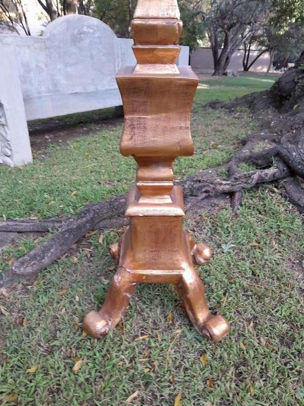 A Pair of French Style Ornately Carved Gilt-Wood Floor or Table Candle Holders (Large)