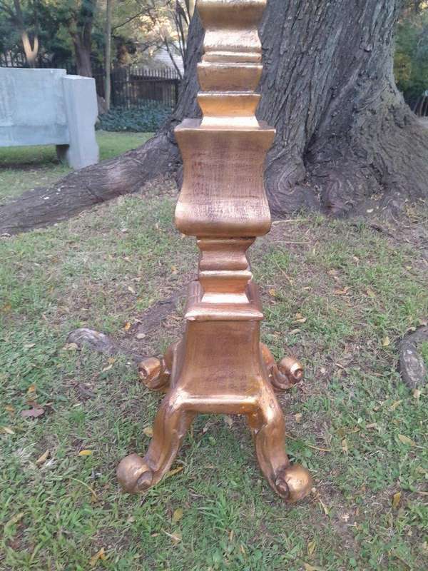 A Pair of French Style Ornately Carved Gilt-Wood Floor or Table Candle Holders (Large)
