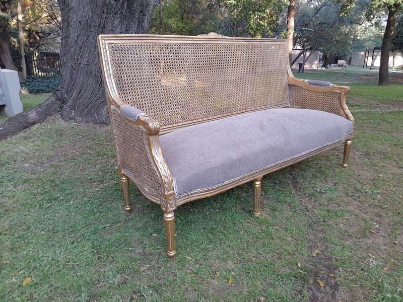 A French Style Hand-Gilded Bench / Settee With Rattan Back