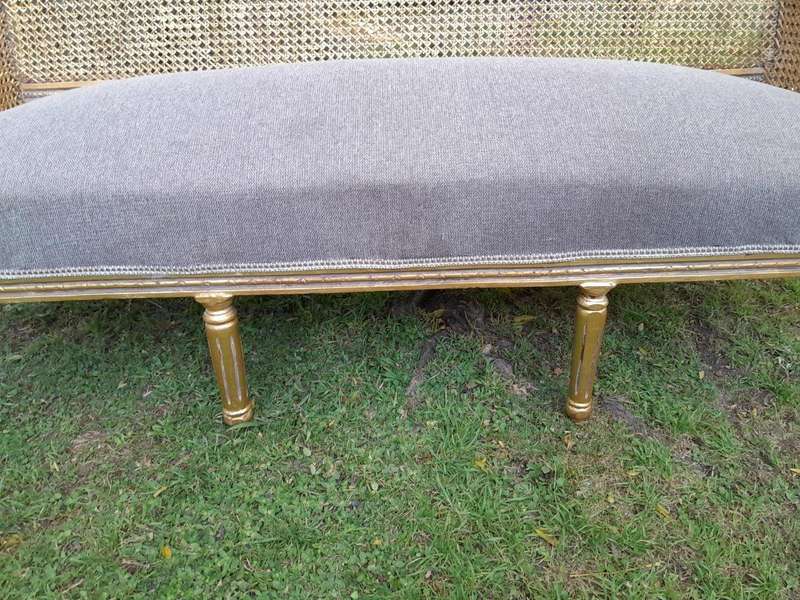 A French Style Hand-Gilded Bench / Settee With Rattan Back