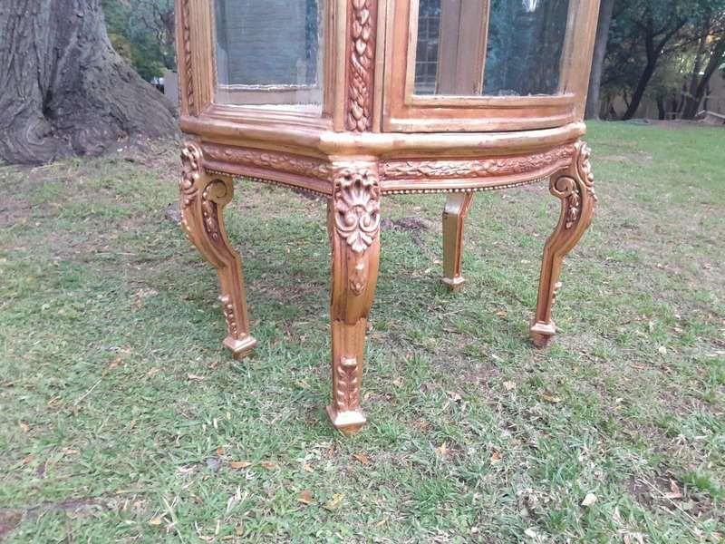 A Pair of 20th Century French Style Pair Carved & Gilded Display Cabinets  / Vitrines