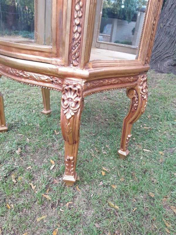 A Pair of 20th Century French Style Pair Carved & Gilded Display Cabinets  / Vitrines