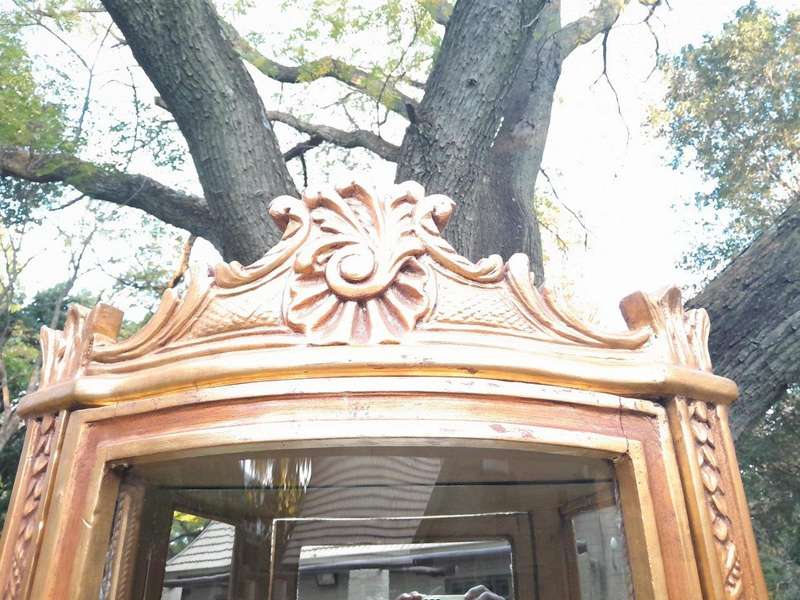 A Pair of 20th Century French Style Pair Carved & Gilded Display Cabinets  / Vitrines
