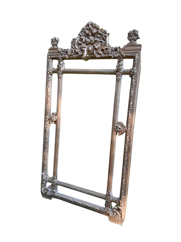 A French Rococo Style Large Ornately Carved & Gilded Bevelled Mirror