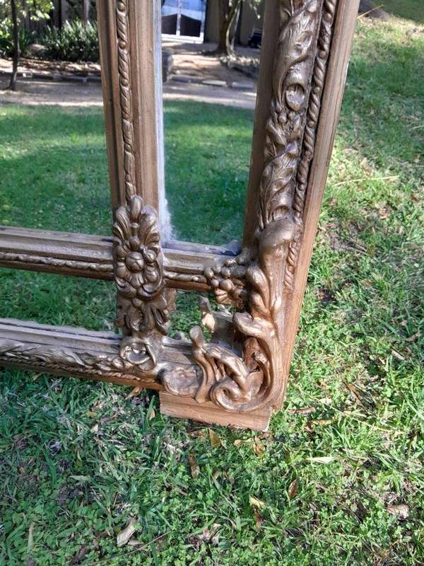 A French Rococo Style Large Ornately Carved & Gilded Bevelled Mirror