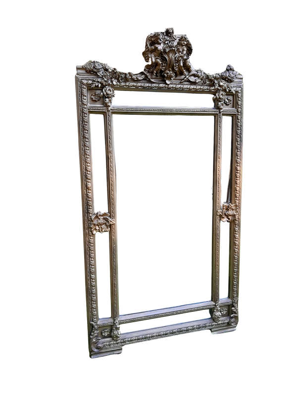 A French Rococo Style Ornately Carved & Gilded Large Bevelled Mirror