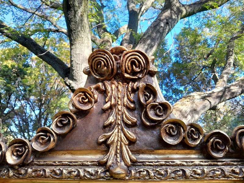 A French Rococo Style Ornately Carved & Gilded Bevelled Mirror