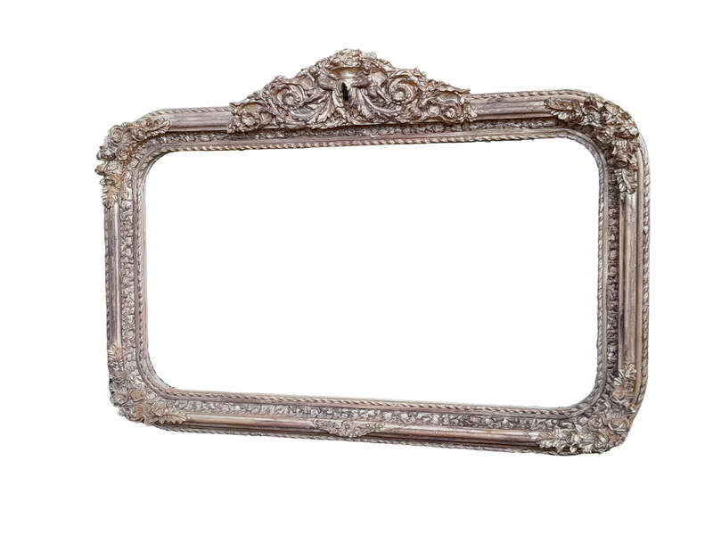 A French Rococo Style Ornately Carved & Gilded Bevelled Mirror