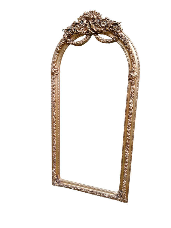 A French Rococo Style Ornately Carved & Gilded Bevelled Mirror