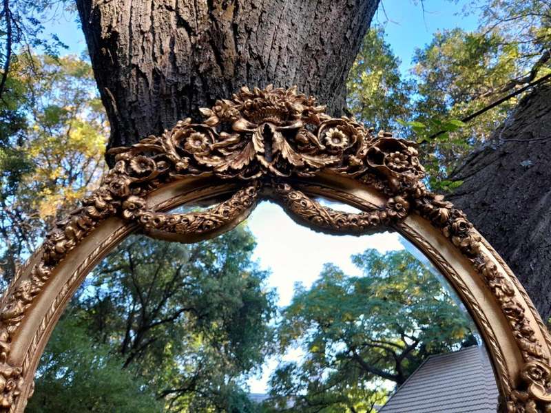 A French Rococo Style Ornately Carved & Gilded Bevelled Mirror