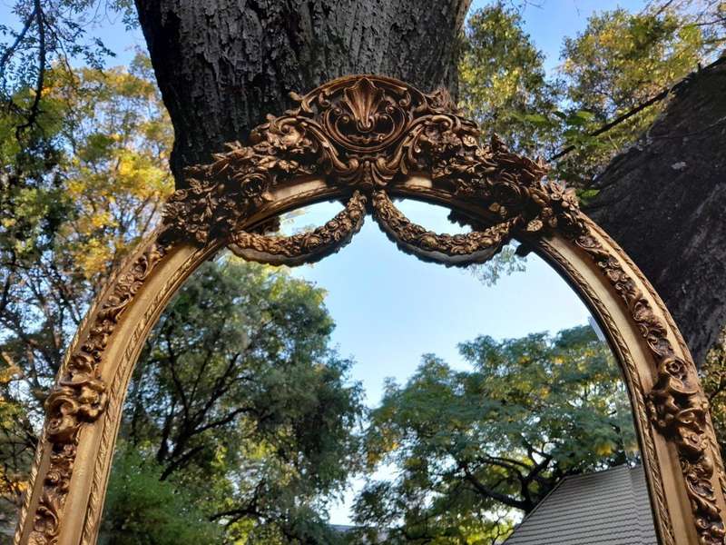 A French Rococo Style Ornately Carved & Gilded Bevelled Mirror