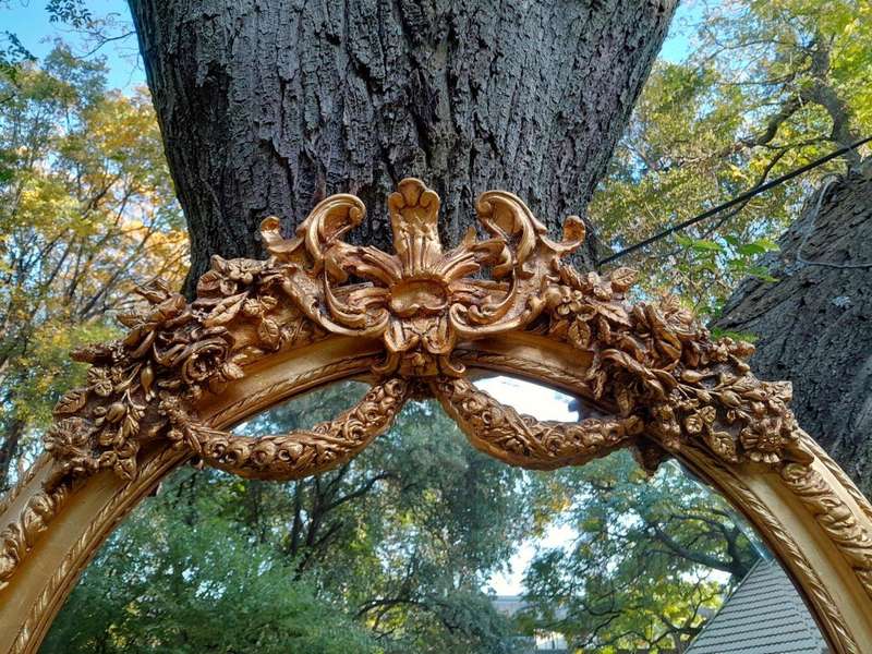 A French Rococo Style Ornately Carved & Gilded Bevelled Mirror