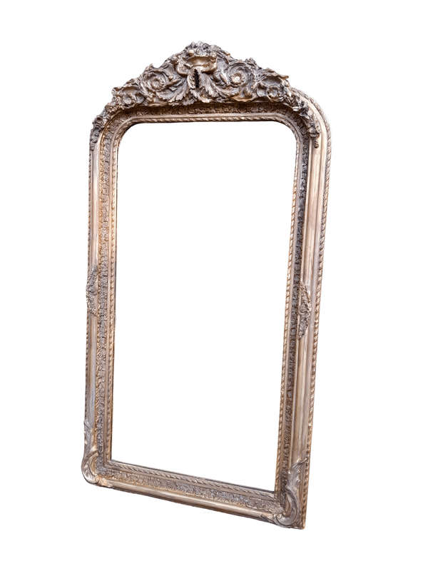 A French Rococo Style Ornately Carved & Gilded Bevelled Mirror