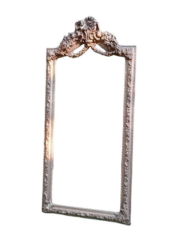 A French Rococo Style Ornately Carved & Gilded Bevelled Mirror