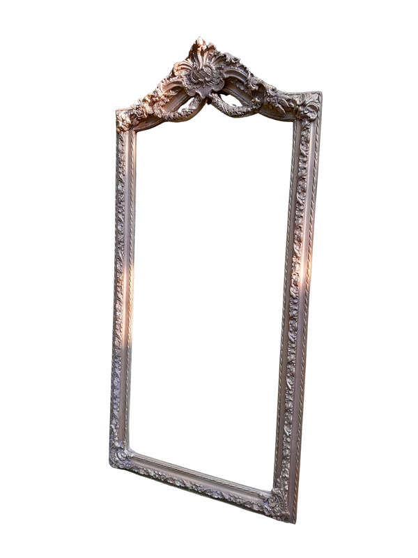 A French Rococo Style Ornately Carved & Gilded Bevelled Mirror
