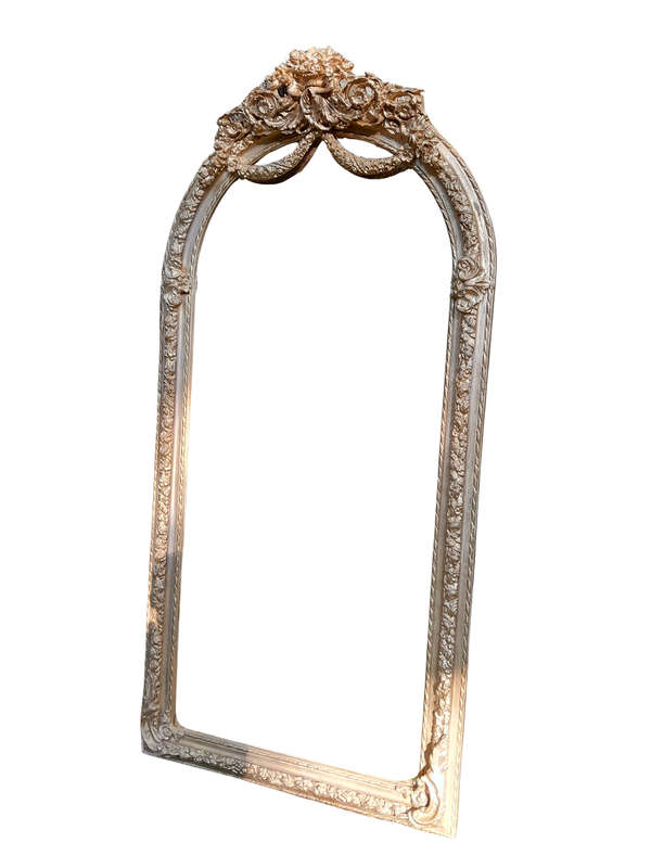 A French Rococo Style Ornately Carved & Gilded Bevelled Mirror