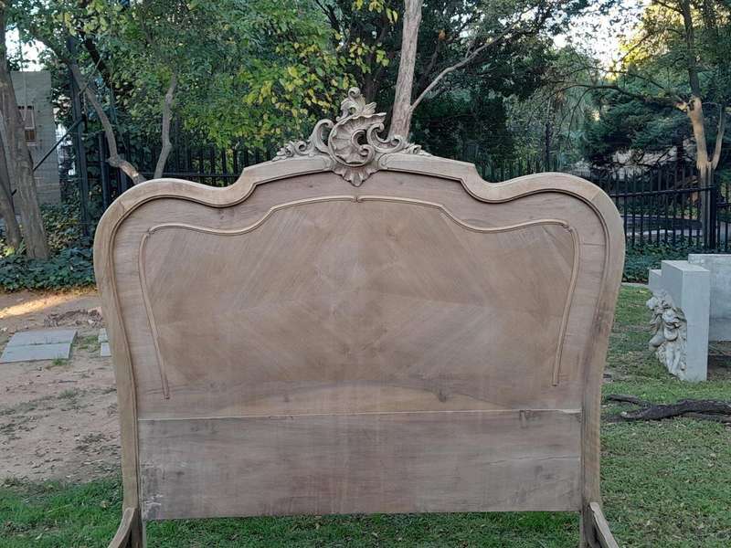 A 20TH Century French Walnut Rococo Style Double Bed in a Contemporary Bleached Finish