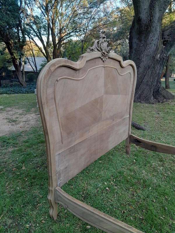 A 20TH Century French Walnut Rococo Style Double Bed in a Contemporary Bleached Finish
