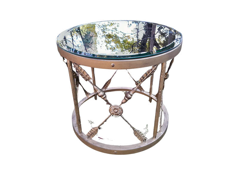 A Custom-made Gilt Metal Circulate Table with Bevelled Mirror