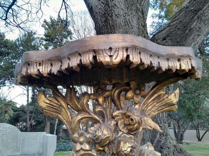 A Pair of Medium French Style Carved and Gilded Wall Sconces Or Console Tables with Cream Marble ...