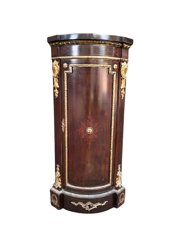 An Early 20thC French Style Mahogany Cabinet with Gilt Mounts, Gallery and Inlay
