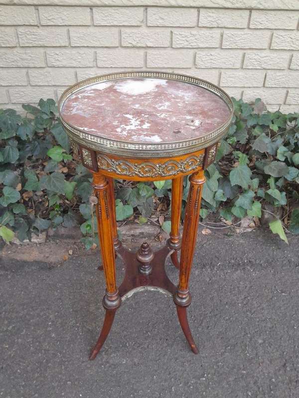 A 19th Century French Gilt and Walnut Gueridon Table with Marble With 'Pari /  France Certified L...
