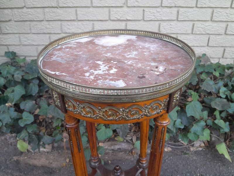 A 19th Century French Gilt and Walnut Gueridon Table with Marble With 'Pari /  France Certified L...