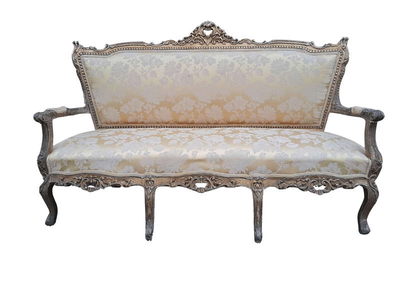 A 20th Century Circa 1950 French Style Ornately Carved Giltwood Settee