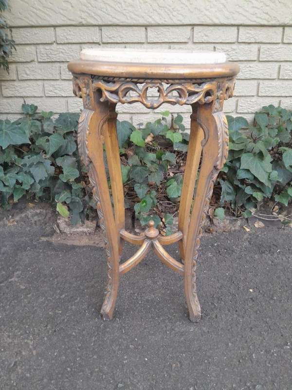 A Pair of 20th Century French Style Gilt Side Tables with Marble Tops