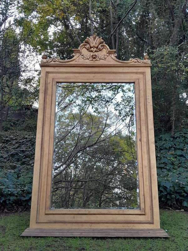A Massive 20th Century French Style Ornately Carved and Gilded Bevelled Mirror