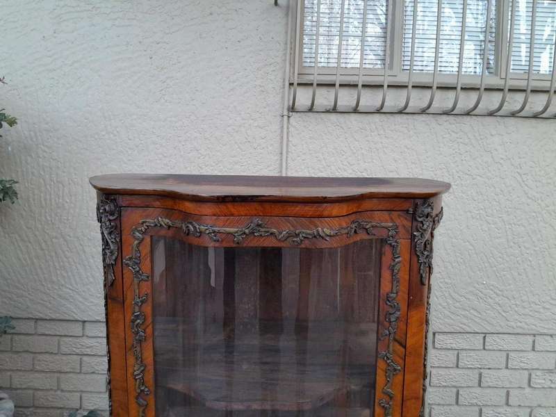 19th Century French Kingswood And Inlaid Display Cabinet / Vitrine With Original Brass Mounds And...