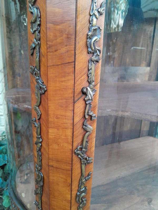 19th Century French Kingswood And Inlaid Display Cabinet / Vitrine With Original Brass Mounds And...