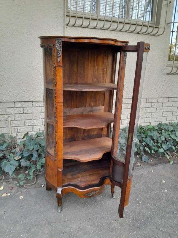 19th Century French Kingswood And Inlaid Display Cabinet / Vitrine With Original Brass Mounds And...