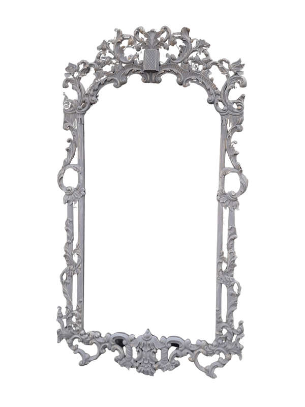 A 20th Century French Style Carved Grey and Gilded Mirror