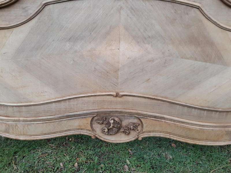 A 20TH Century Walnut Rococo Style Bed in a Contemporary Bleached Finish