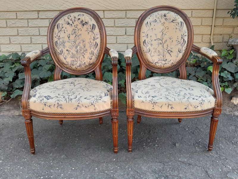 A Pair Of 19thc French Walnut Armchairs