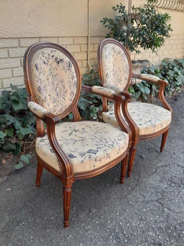 A Pair Of 19thc French Walnut Armchairs