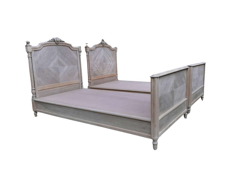 A 20th Century French Pair of Single Walnut Beds in a Contemporary Bleached Finish