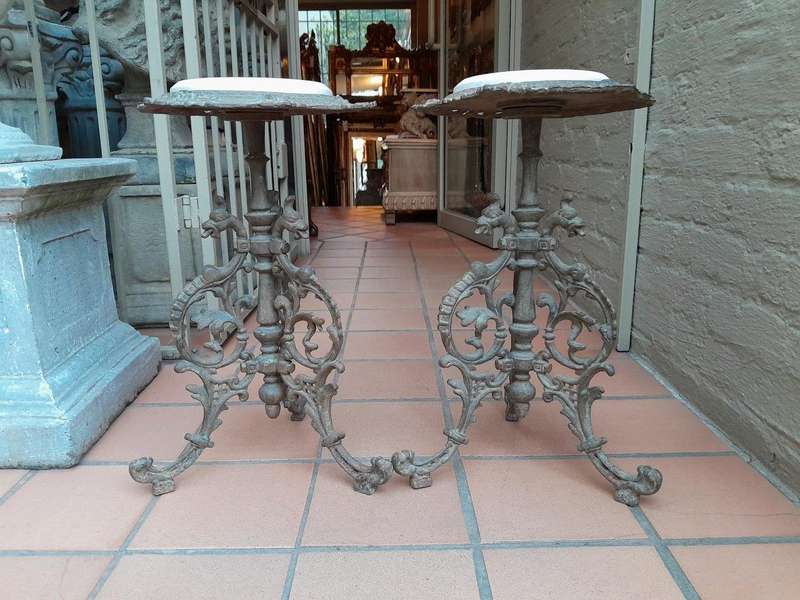 A 20th Century French Style Pair Of Cast-Iron Tables