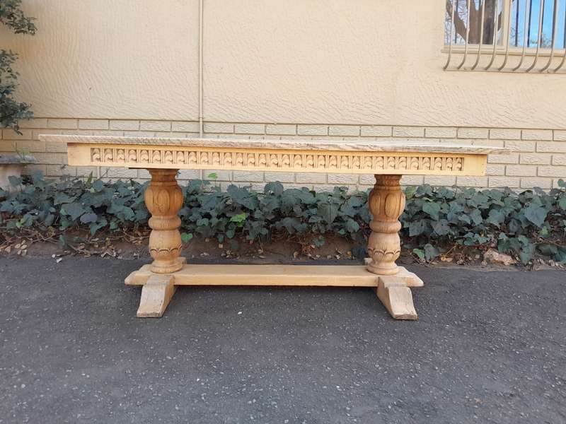 A 20th Century Oak Dining / Refectory / Entrance Table In A Contemporary Bleached Finish (Six Sea...