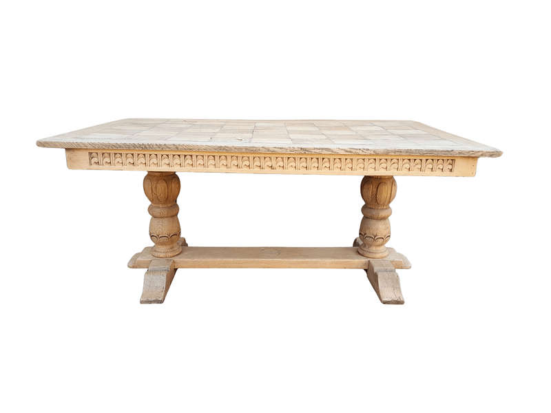 A 20th Century Oak Dining / Refectory / Entrance Table In A Contemporary Bleached Finish (Six Sea...