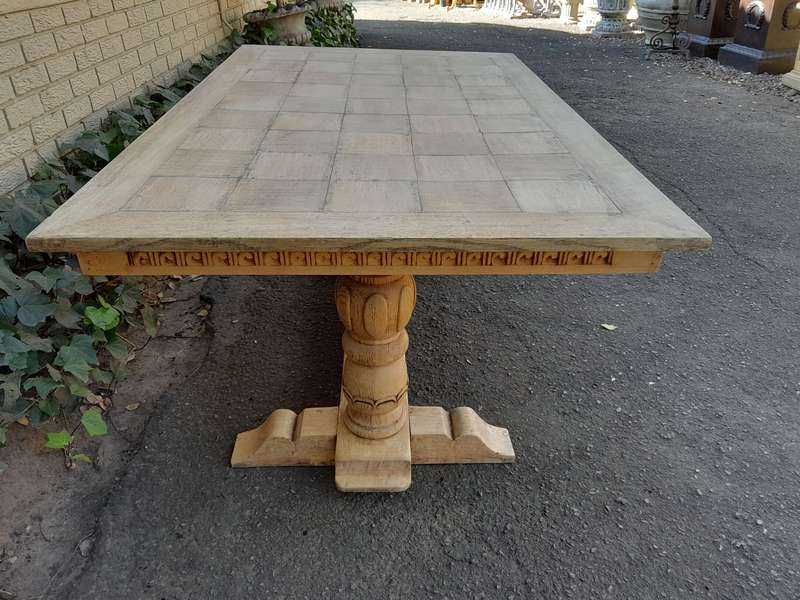 A 20th Century Oak Dining / Refectory / Entrance Table In A Contemporary Bleached Finish (Six Sea...