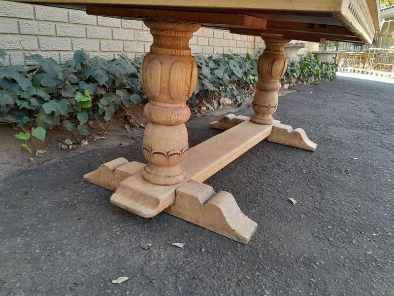 A 20th Century Oak Dining / Refectory / Entrance Table In A Contemporary Bleached Finish (Six Sea...