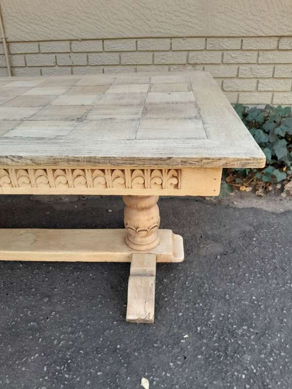 A 20th Century Oak Dining / Refectory / Entrance Table In A Contemporary Bleached Finish (Six Sea...