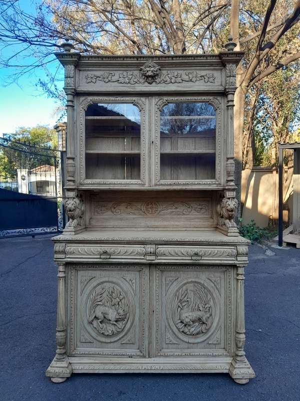 19th Century French Ornately Carved Cabinet in A Contemporary Bleached Finish
