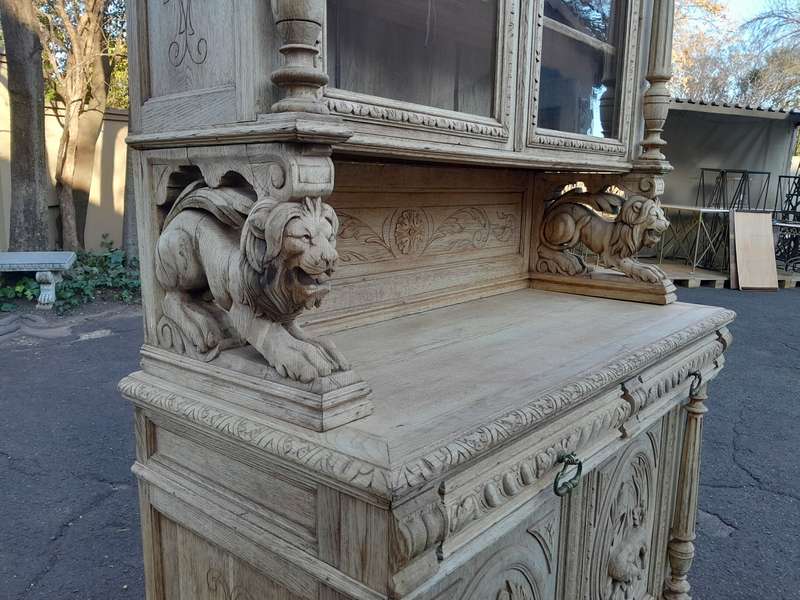 19th Century French Ornately Carved Cabinet in A Contemporary Bleached Finish