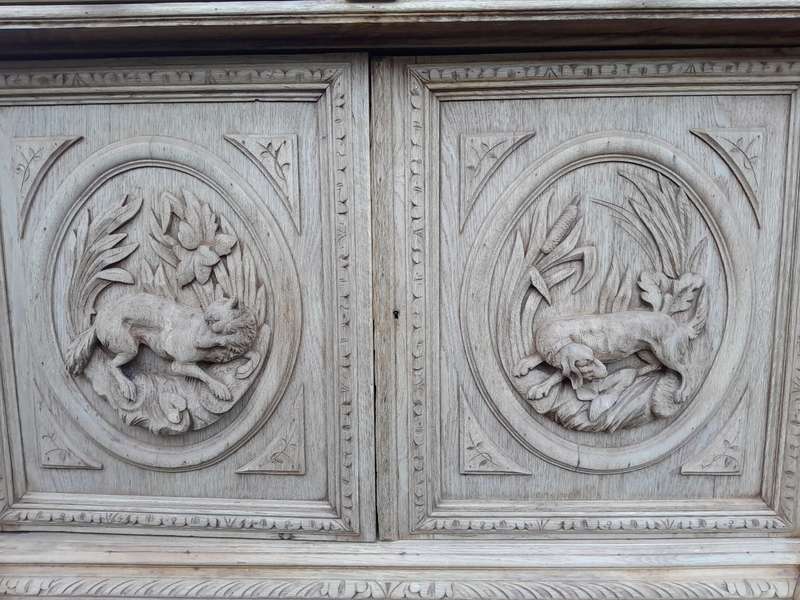 19th Century French Ornately Carved Cabinet in A Contemporary Bleached Finish