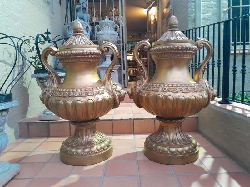 A  20th Century Of Gilt-Paint Bronze Urns ND