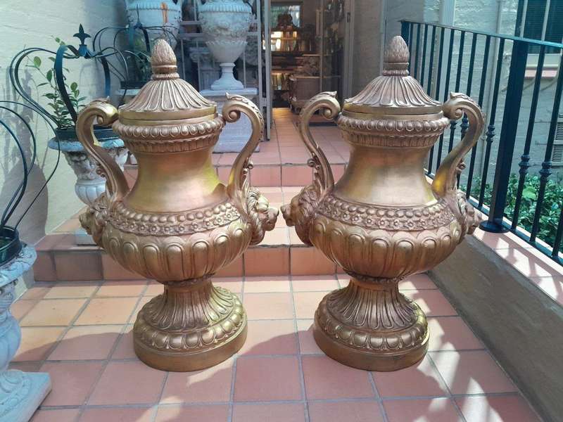 A  20th Century Of Gilt-Paint Bronze Urns ND